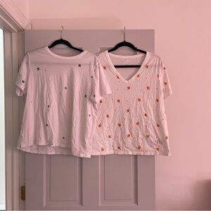 2 Old Navy Holiday Shirts- Shamrock and Pumpkin White Shirt Size Large